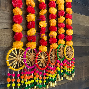 Cordes de souci suspendues de porte de fleur artificielle multicolore indienne avec attrape-rêves décors de mariage décor de balcon suspendu - Product Image 1