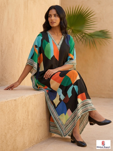 <b>Summer</b> Printed <b>Kaftan</b> Dress Women Loose Fit Comfortable Wear Lightweight Fabric Island Style Bulk Supply - Product Image 4