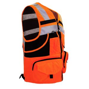 Chaleco de Seguridad Naranja de Alta Visibilidad con Franjas Reflectantes, Múltiples Bolsillos, Cierre de Cremallera, Diseño de Malla Transpirable - Product Image 2