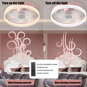 Ventilatori da Soffitto LED Moderni con Luci Dimmerabili e Installazione Sottile a Incasso, Colore Rosa - Product Image 5