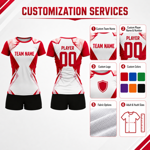 Custom Women’s <b>Volleyball</b> Uniform <b>Set</b> Sublimated Player Name Number Team Jersey and Shorts Breathable Quick Dry Sportswear - Product Image 3