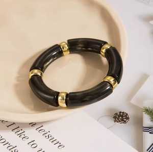 Handmade Tube Resin Bangle Stackable Curved Rasin Tube Resin Craft Elastic <b>Stretch</b> <b>Bracelet</b> Women Jewelry - Product Image 6