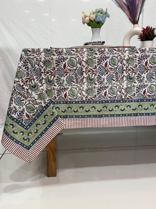 Handmade Floral Printed Cotton <b>Tablecloth</b>-Classic Style Eco-Friendly Durable Customizable Size <b>Rectangle</b> Shape Urvi Creations - Product Image 1