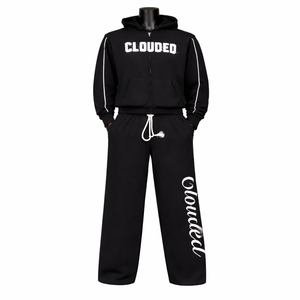 Ensemble de survêtement 2-en-1 zippé pour homme, personnalisé, respirant, en mélange polyester/coton épais, avec logo brodé et passepoil contrastant - Product Image 5