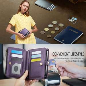 Cartera Vintage de Piel de Vaca Auténtica, Unisex, Duradera, Corta, con Cierre y Ranuras para Tarjetas - Product Image 2