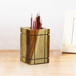Wood <b>Pen</b> Holder Desktop Accessories Top Selling <b>Multi</b> Functional Modern Acacia Wood <b>Pen</b> Holder - Product Image 4