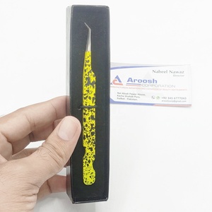 Pinzas profesionales de acero inoxidable con revestimiento de doble tono de 45 grados, extensión de pestañas, logotipo personalizado, Punta puntiaguda - Product Image 2