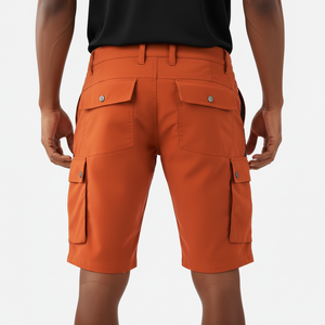 Shorts cargo personnalisés pour hommes en lin/coton, style urbain, respirants, taille élastique, motif uni sur le devant, service OEM - Product Image 2