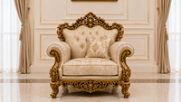 Canapé sectionnel de luxe de style rococo français en teck, 7 places, personnalisable, gonflable, durable, rembourré en mousse, pour salon
