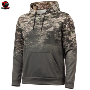 Sweat à capuche de chasse en polaire pour homme, motif camouflage dégradé Ombre à Charbon, avec cordon de serrage ajustable - Product Image 2