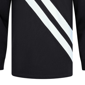 Polo de Manga Larga Negro para Hombre con Rayas Diagonales Blancas, Cuello con Botones, Estilo Casual para Otoño - Product Image 4