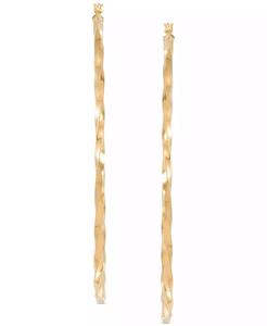 Pendientes de aro extragrandes con textura torcida en plata de ley chapada en oro de 14k | Macy's - Product Image 3