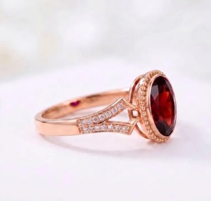 Luxury Oval Cut Red Garnet <b>Ring</b> Rose Gold Plated <b>Women</b> Fine Jewelry Anniversary <b>Rings</b> <b>For</b> <b>Women</b> Bulk Manufacturer - Product Image 2