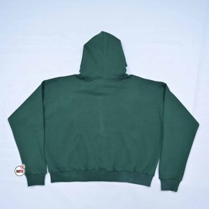 Sweat-shirt à capuche en molleton de coton vert pour homme, personnalisé avec logo brodé sur la poche avant, coupe décontractée, idéal pour l'automne - Product Image 2