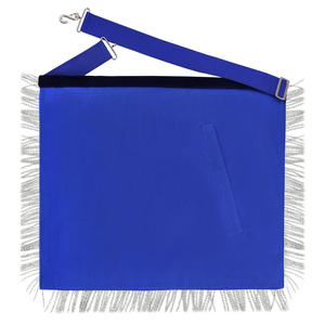 Tablier de Maître Ancien Maçon de la Loge Bleue - Emblème en fil d'or avec franges en tresse argentée - Tabliers maçonniques de haute qualité avec franges en tresse - Product Image 2