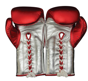 Hot Selling Red <b>Silver</b> No Boxing No Life Boxing <b>Gloves</b> Lace Up Muay Thai Closure 100% Genuine Leather Adult For Martial Arts - Product Image 4