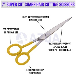 Professional Stainless Steel Barber Cutting Scissors with Sharp Straight Blades and Yellow PVC Handle for <b>Hairdressing</b> - Product Image 5