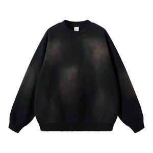 Heavyweight Vintage Acid Wash Solid 100% Cotton Winter Sweatshirt Custom Design Regular Fit Digital Printing Breathable - Product Image 2