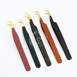 Volume Fiber Tip Lash Tweezer Eyelash Extension Tweezers for Lash Isolation Diamond Grip with Gold Tip with Own Custom Logo - Product Image 6