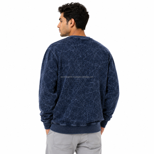 Sweat-shirt pour homme délavé à l'acide, col rond vintage, épais, en molleton uni, fabricant OEM ODM en gros - Product Image 2