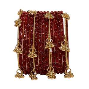 Juego de Brazaletes de Perlas de Vidrio Churiyan en Todos los Tamaños, Bajo MOQ y Precios Accesibles, Joyería para Mujer, Colores y Tamaños Personalizados, Brazaletes Tradicionales de Cachemira para Niñas - Product Image 1