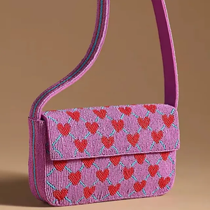 Sac à bandoulière élégant brodé de perles, durable, écologique, rayé, fait main, pour soirée, pochette de soirée, sac à main de qualité supérieure - Product Image 5