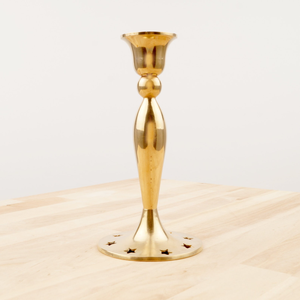 Elegant <b>Gold</b> Brass <b>Candlestick</b> <b>Holder</b> with Star Cutout Base, Vintage Decorative Candle Stand for Home & Table Decor - Product Image 3