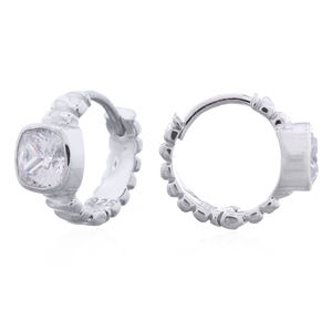 Deslumbrantes Pendientes de Aro de Plata con Bisel de Circonita Cúbica Granulada, Regalo para Fiestas y Eventos - Product Image 2