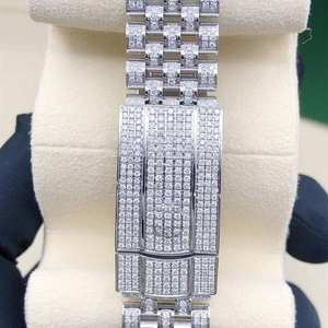 Reloj BOJ R.O.L.E.X.031 para Hombre, Diseño Hip Hop, Correa Blanca, Moissanita Completa, Lujo, Moda, Cuarzo Analógico, Acero, 41MM, 3BAR, Resistente al Agua - Product Image 5