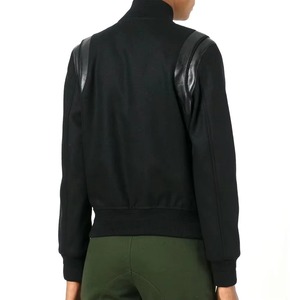 Veste de baseball universitaire personnalisée pour femme, coupe courte, avec patchs en chenille de laine, manches en cuir PU, style Letterman - Product Image 4