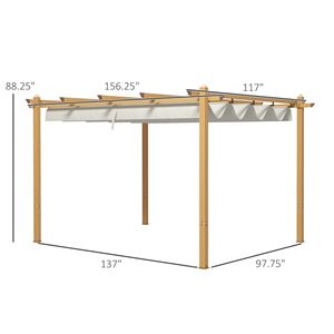 Pergola Retrattile in Alluminio Color Crema 10x13 con Tenda Parasole per Giardino, Patio, Cortile, Terrazza, Padiglione, Gazebo - Product Image 3