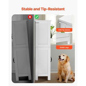 Mueble de Baño Moderno de 4 Niveles, Organizador de Almacenamiento de Madera con 4 Puertas y Estante Ajustable, Decoración para el Hogar - Product Image 6