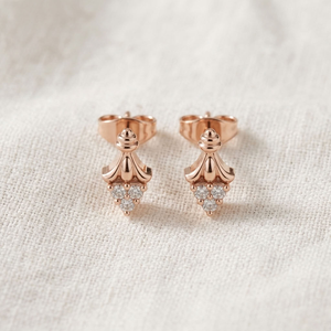 Pendientes Clásicos de Diamantes en Tono Oro Rosa con Diseño de Racimo para Mujer - Regalo para Bodas y Fiestas, Uso Diario - Product Image 2