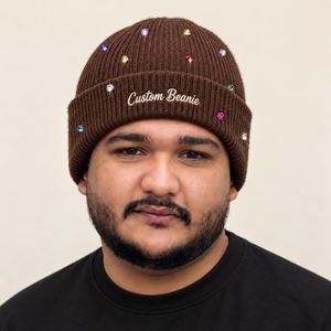 Gorro de Lana con Letras Gráficas de Diamantes de Imitación Naranjas Rexfit Sports para Invierno, Estilo Urbano, Bordado de Texto Personalizado, Unisex, Redondeado - Product Image 2