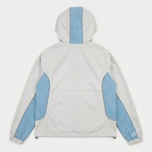 Ensemble de survêtement sportif personnalisé pour homme, veste à capuche et pantalon de jogging, coloris blanc et bleu, respirant, en polyester, idéal pour le printemps - Product Image 3