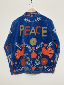 Hand Embroidered Knitted <b>Velvet</b> Suzani <b>Jacket</b> Floral Pattern Autumn/Winter Outerwear <b>Women</b> Vintage Cotton Lining Breathable - Product Image 5