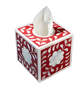 Caja de pañuelos con incrustaciones de hueso de diseño exclusivo, con patrón de hojas y flores, artículos de artesanía, caja para pañuelos, ¡Gran oferta! - Product Image 6