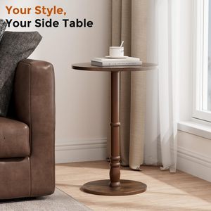 Solid Wood Round <b>Table</b> <b>Walnut</b> | Contemporary Side <b>Table</b> Hotel Cafe Restaurant Furniture - Product Image 6