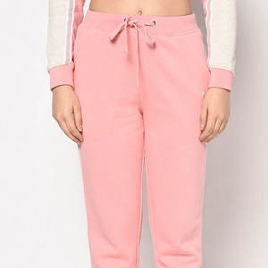 Women Color Blocking Hooded Tracksuit Full Sleeve Casual Elastic Waist <b>Pink</b> Cotton <b>Sweatshirt</b> And Pants Set - Product Image 5