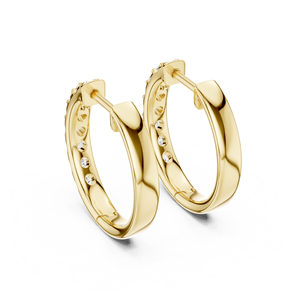 Round Diamond Hoop Earrings in Solid Gold or Sterling Silver Elegant U Cut Setting Eternity Gemstone Jewelry for Women - Product Image 6