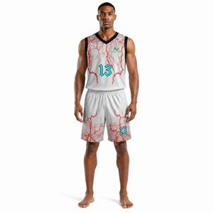 ชุดยูนิฟอร์มบาสเก็ตบอลลายสายฟ้าแบบกำหนดเองสำหรับผู้ชาย เสื้อเจอร์ซีย์ตาข่ายแบบซับลิเมชั่น กางเกงขาสั้น ชุดกีฬาสำหรับทีม ชุดอุปกรณ์สำหรับการแข่งขัน ขายส่งแบบ OEM ระดับมืออาชีพ - Product Image 3