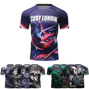 Compression Sports Tops Gym T Shirt in Stock Sport Homme Workout <b>Clothes</b> Custom Quick Dry Mens Compression Shirt - Product Image 5