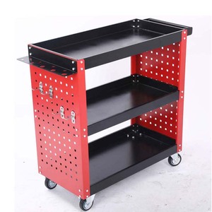 Armoire à outils industrielle en acier, 4 tiroirs, système verrouillable à clé, roulettes, capacité de charge de 300 kg, pour garage, atelier (rouge/noir) - Product Image 3