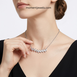 925 Sterling Silver Moissanite <b>Necklace</b> for Women Waterproof Non Tarnish Geometric Pendant Choker Jewelry - Product Image 4