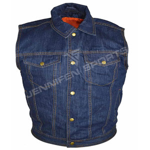 Chaleco Vaquero para Hombre, Color Sólido, Cuello Camisero, Prenda Exterior Informal con Cierre de Botones, Largo Regular, Estilo Otoñal - Product Image 1