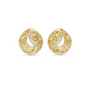 Ensemble de clous d'oreilles en diamant de laboratoire ETERNA SWIRAL FILIGREE, or jaune 18 carats plaqué rhodium, luxe certifié, pour fiançailles, mariage, soirée - Product Image 1