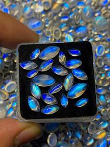 มูนสโตนสีขาวรูปทรงมาร์คีส์แบบคาโบชอง  ขนาด 3x6 มม. 4x8 มม. 5x10 มม.  มูนสโตนธรรมชาติสำหรับทำเครื่องประดับ - Product Image 5