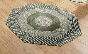 Tapis rond tressé en corde de jute et coton, design abstrait multicolore, best-seller pour salon et hôtel - Product Image 4