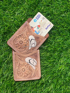 New Hot Selling Hand <b>Tooled</b> Carving Designer ATM Card Holders Multi Uses Western Stylish Genuine <b>Leather</b> Card Holders for Unisex - Product Image 2