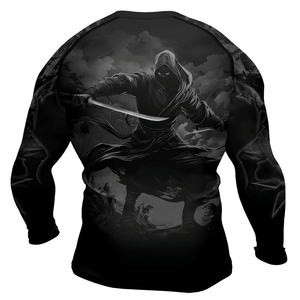 Maillot de compression unisexe noir à manches courtes personnalisable avec impression par sublimation, séchage rapide, pour MMA, BJJ, grappling - Product Image 4